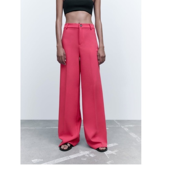 New Zara | Pink Highrise Trousers - Picture 3 of 15